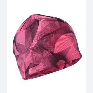Sugoi women’s pink running fleece hat / beanie with ponytail slit